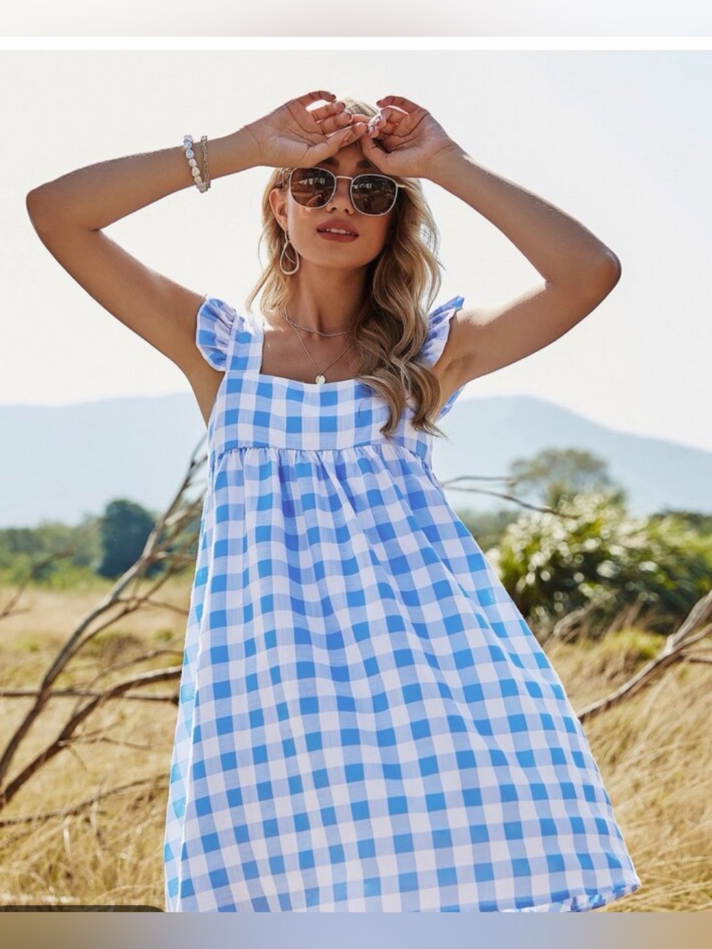 Miss Sparkling Blue & White Gingham Sundress